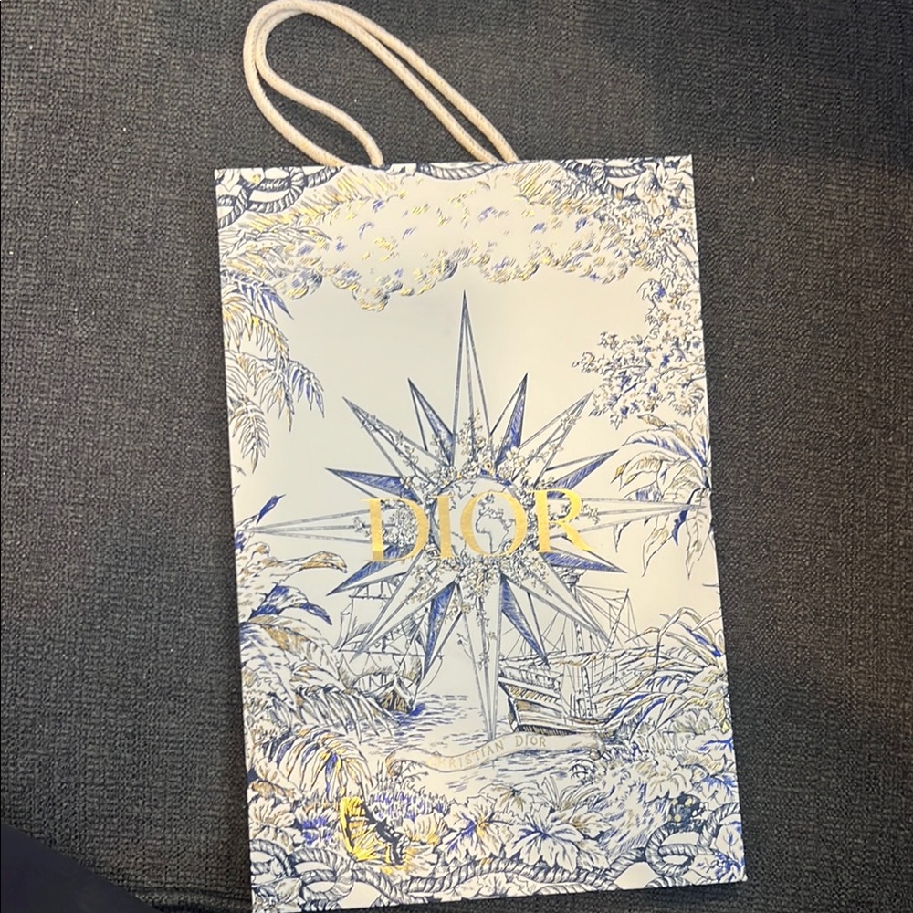 Dior Blue and Gold Designer Gift Bag